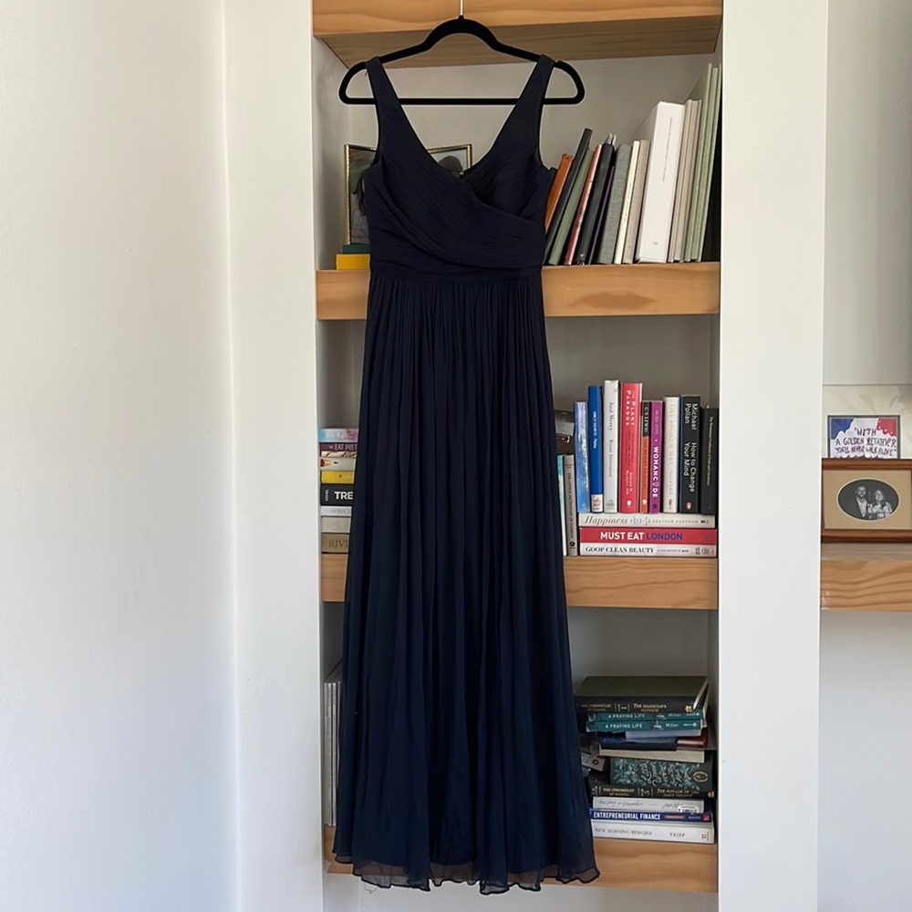J Crew Chiffon V Neck Heidi Navy Bridesmaid Dress
